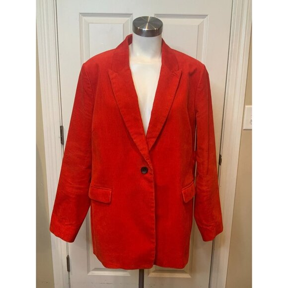 Boden Oxschott Red Thick Wale Corduroy Blazer Jacket, Size 16R US / 20R UK - Picture 1 of 10